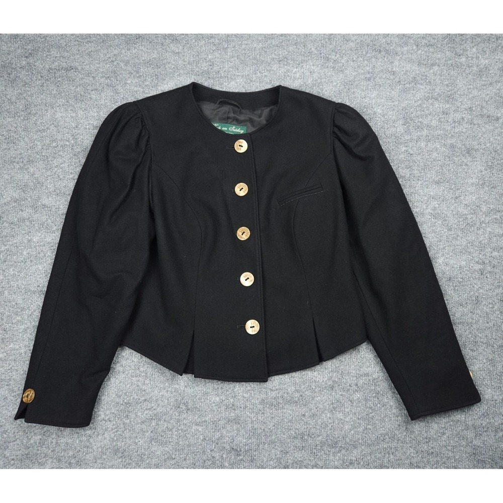 H. Moser Jacket Blazer Cardigan Women's 40 (36" Chest) Black Wool Blend Salzburg